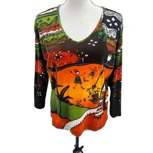 Chico’s cotton embroidering top details